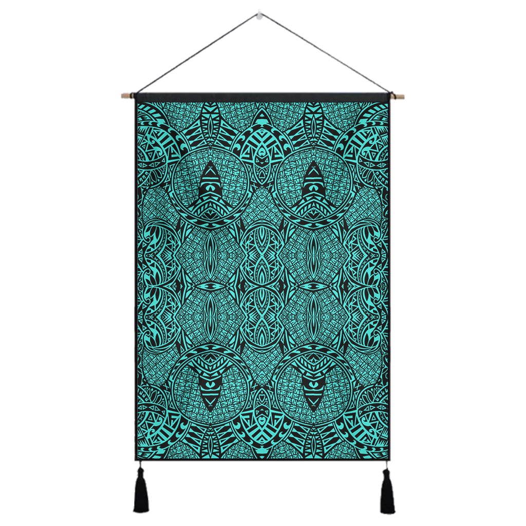 Polynesian Lauhala Mix Turquoise Hanging Poster - AH Hanging Poster 43 x 65 cm Cotton And Linen - Polynesian Pride