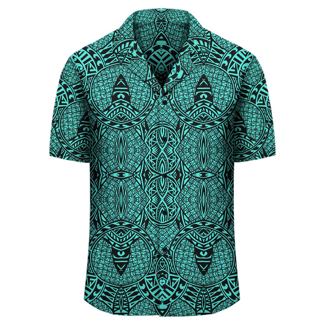 Polynesian Lauhala Mix Turquoise Hawaiian Shirt - Polynesian Pride