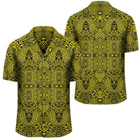 Polynesian Lauhala Mix Yellow Hawaiian Shirt Unisex Black - Polynesian Pride