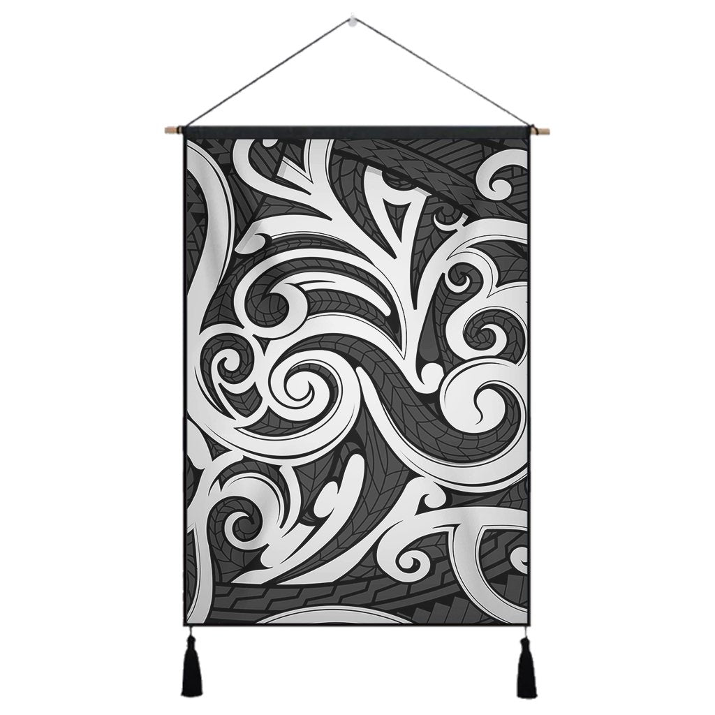 Polynesian Maori Ethnic Ornament Gray Hanging Poster - AH Hanging Poster 43 x 65 cm Cotton And Linen - Polynesian Pride