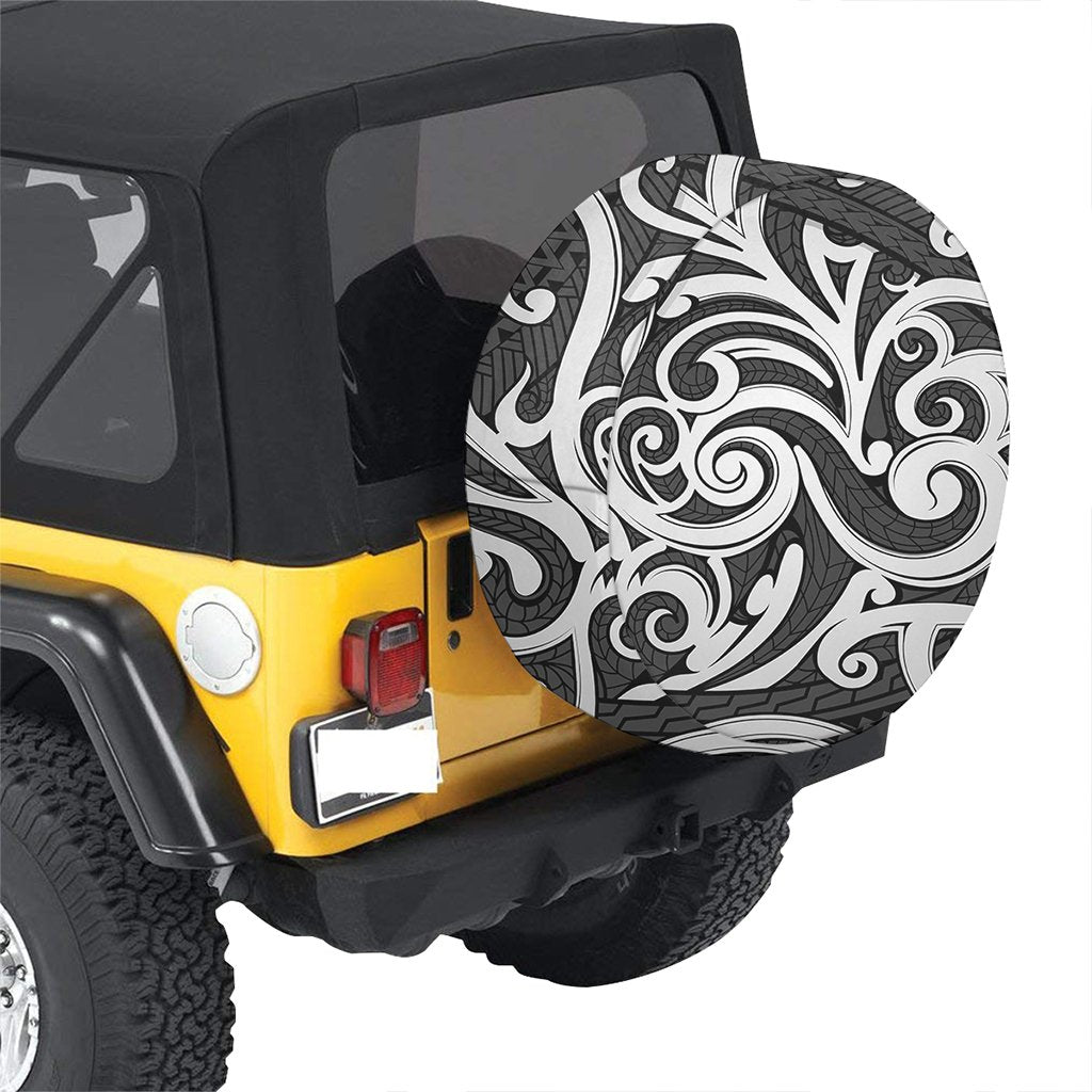 Polynesian Maori Ethnic Ornament Gray Hawaii Spare Tire Cover - Polynesian Pride