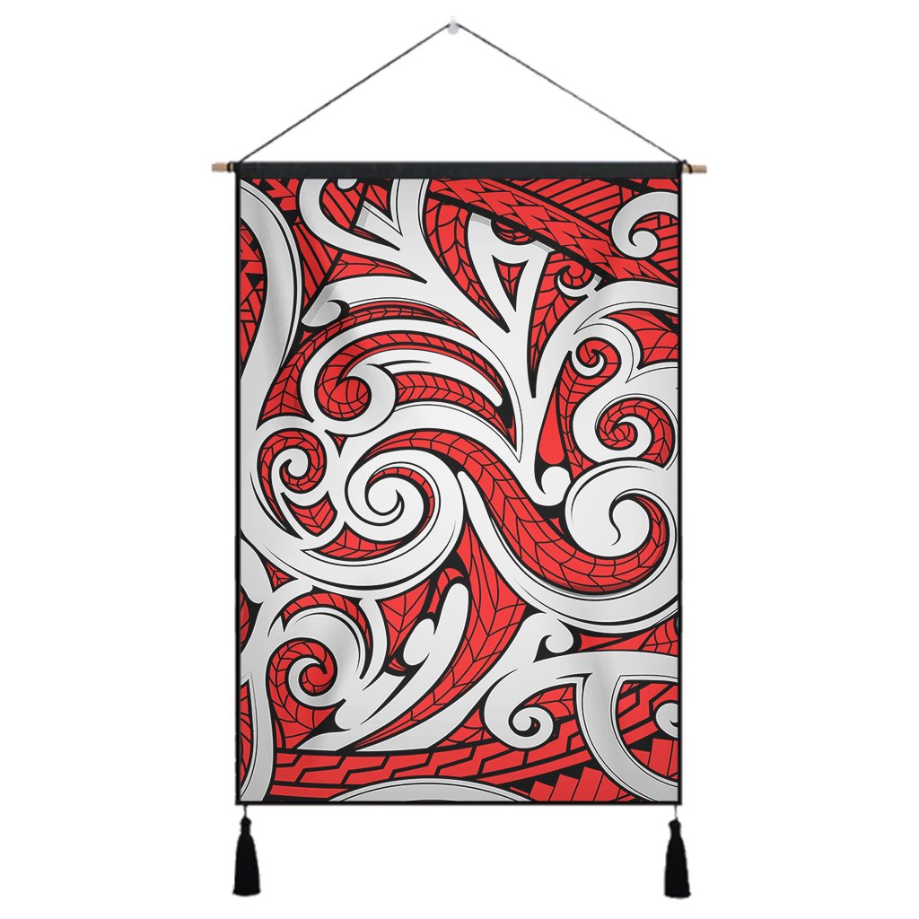 Polynesian Maori Ethnic Ornament Red Hanging Poster - AH Hanging Poster 43 x 65 cm Cotton And Linen - Polynesian Pride