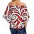 Polynesian Maori Ethnic Ornament Red Hawaii Women's Off Shoulder Wrap Waist Top - Polynesian Pride