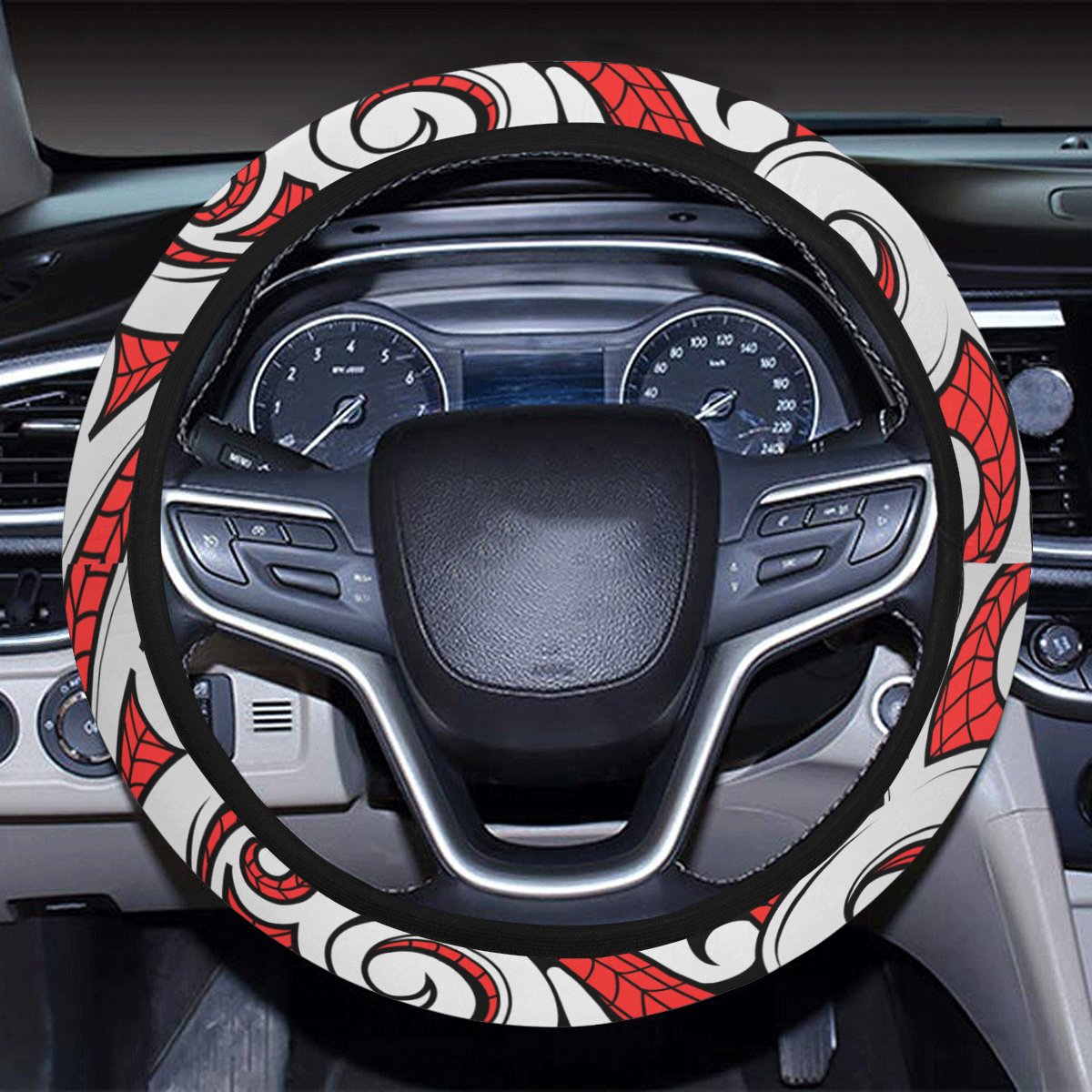 Polynesian Maori Ethnic Ornament Red Hawaii Steering Wheel Cover with Elastic Edge - Polynesian Pride