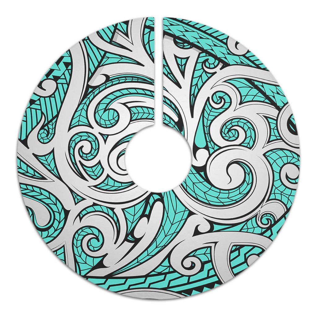 Polynesian Maori Ethnic Ornament Turquoise Tree Skirt - Polynesian Pride