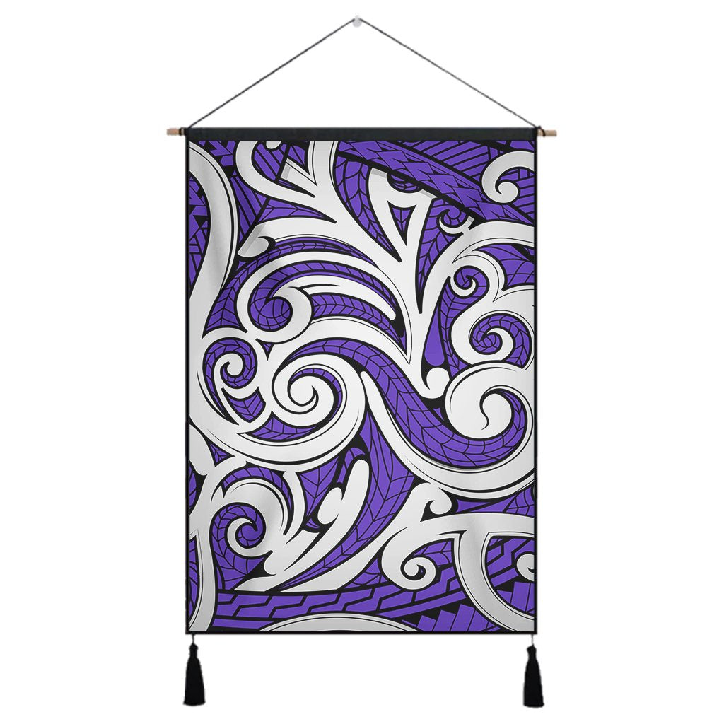 Polynesian Maori Ethnic Ornament Violet Hanging Poster - AH Hanging Poster 43 x 65 cm Cotton And Linen - Polynesian Pride