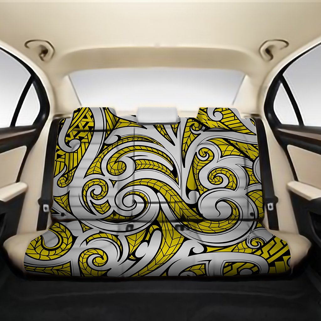 Polynesian Maori Ethnic Ornament Yellow Back Seat Cover One Size Yellow Back Car Seat Covers - Polynesian Pride