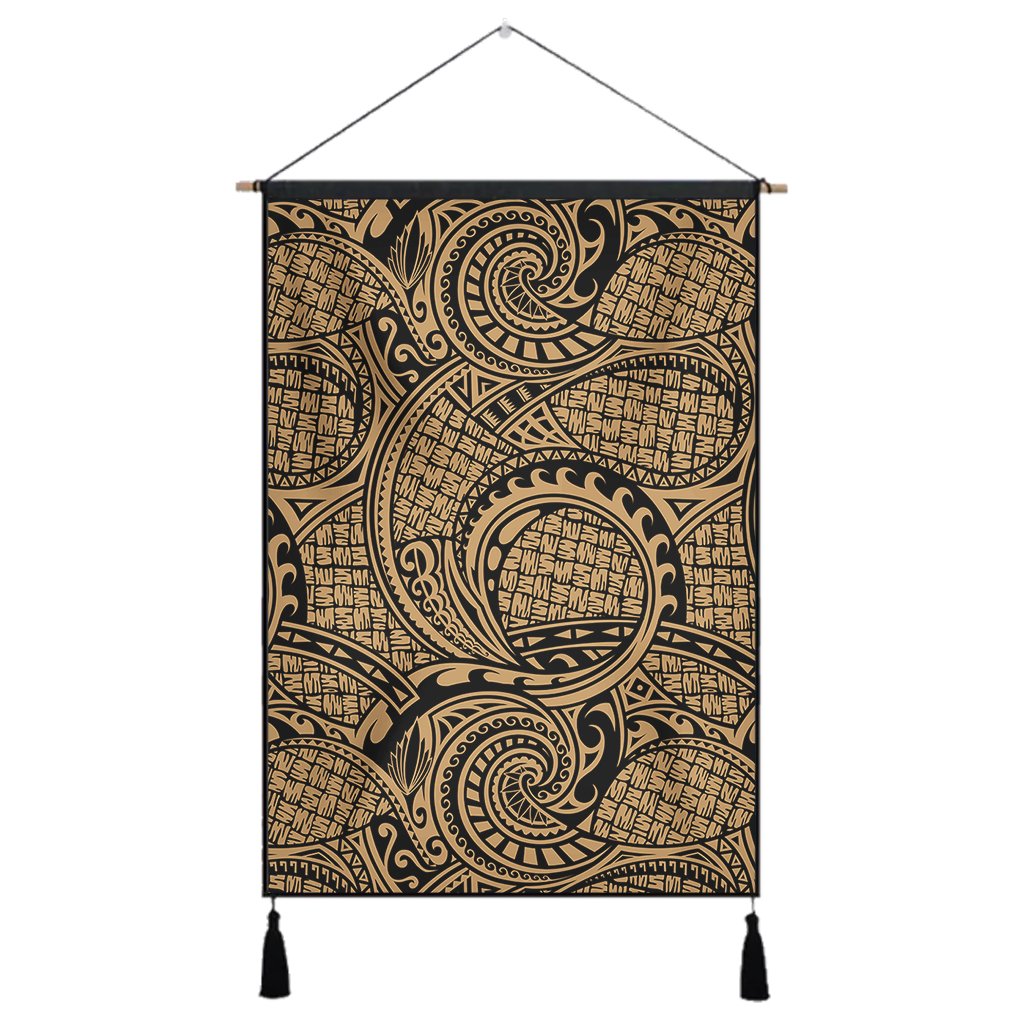 Polynesian Maori Lauhala Gold Hanging Poster - AH Hanging Poster 43 x 65 cm Cotton And Linen - Polynesian Pride