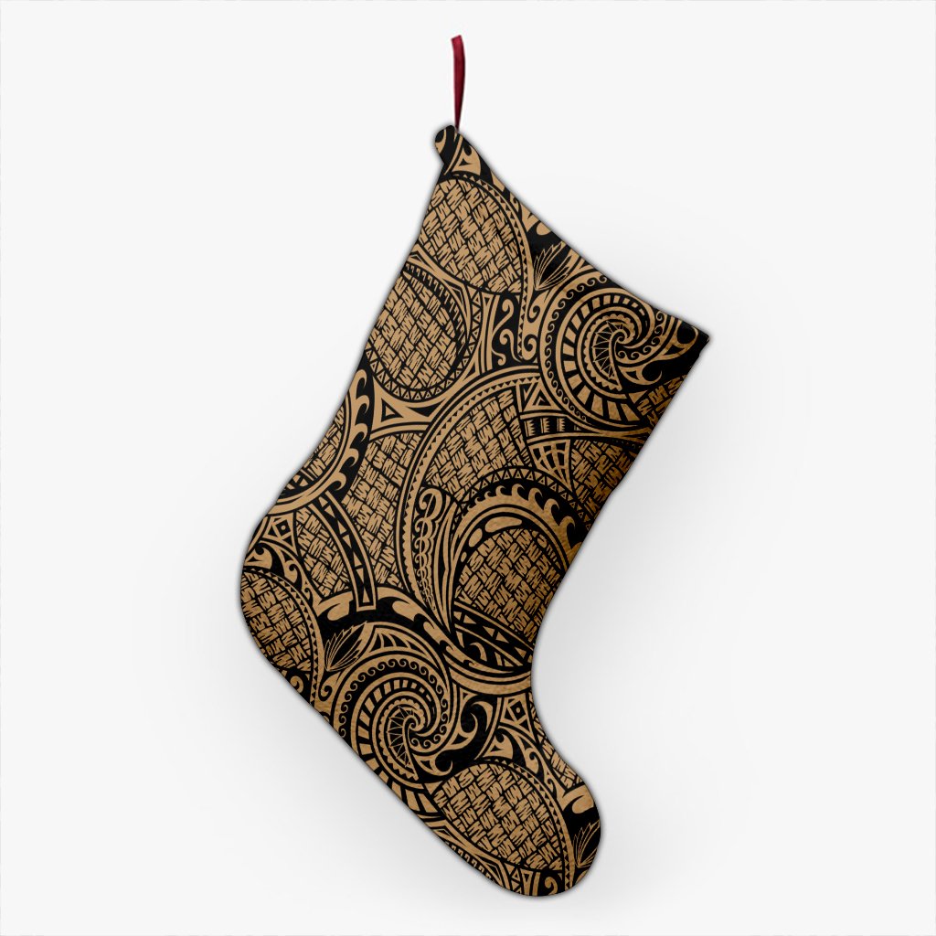 Polynesian Maori Lauhala Gold Christmas Stocking 26 X 42 cm Gold Christmas Stocking - Polynesian Pride