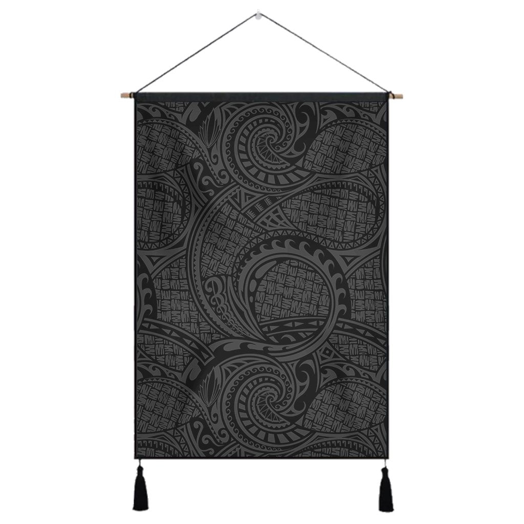 Polynesian Maori Lauhala Gray Hanging Poster - AH Hanging Poster 43 x 65 cm Cotton And Linen - Polynesian Pride