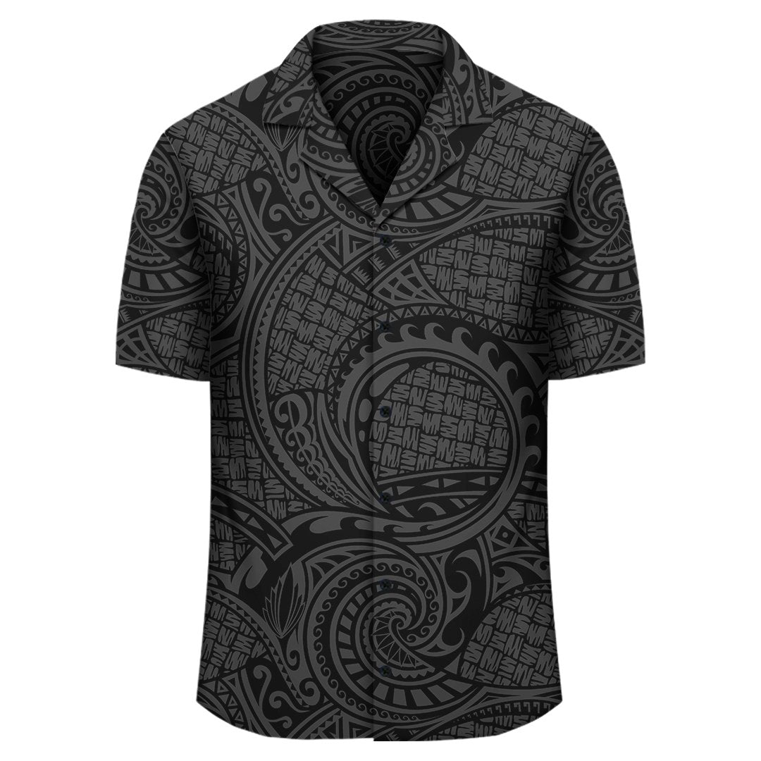 Polynesian Maori Lauhala Gray Hawaiian Shirt - Polynesian Pride