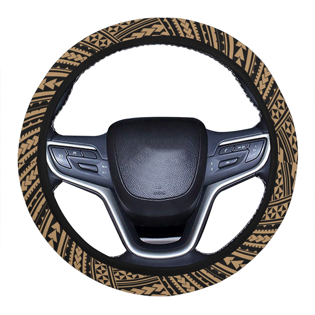 Polynesian Nation Gold Hawaii Steering Wheel Cover with Elastic Edge One Size Gold Steering Wheel Cover - Polynesian Pride