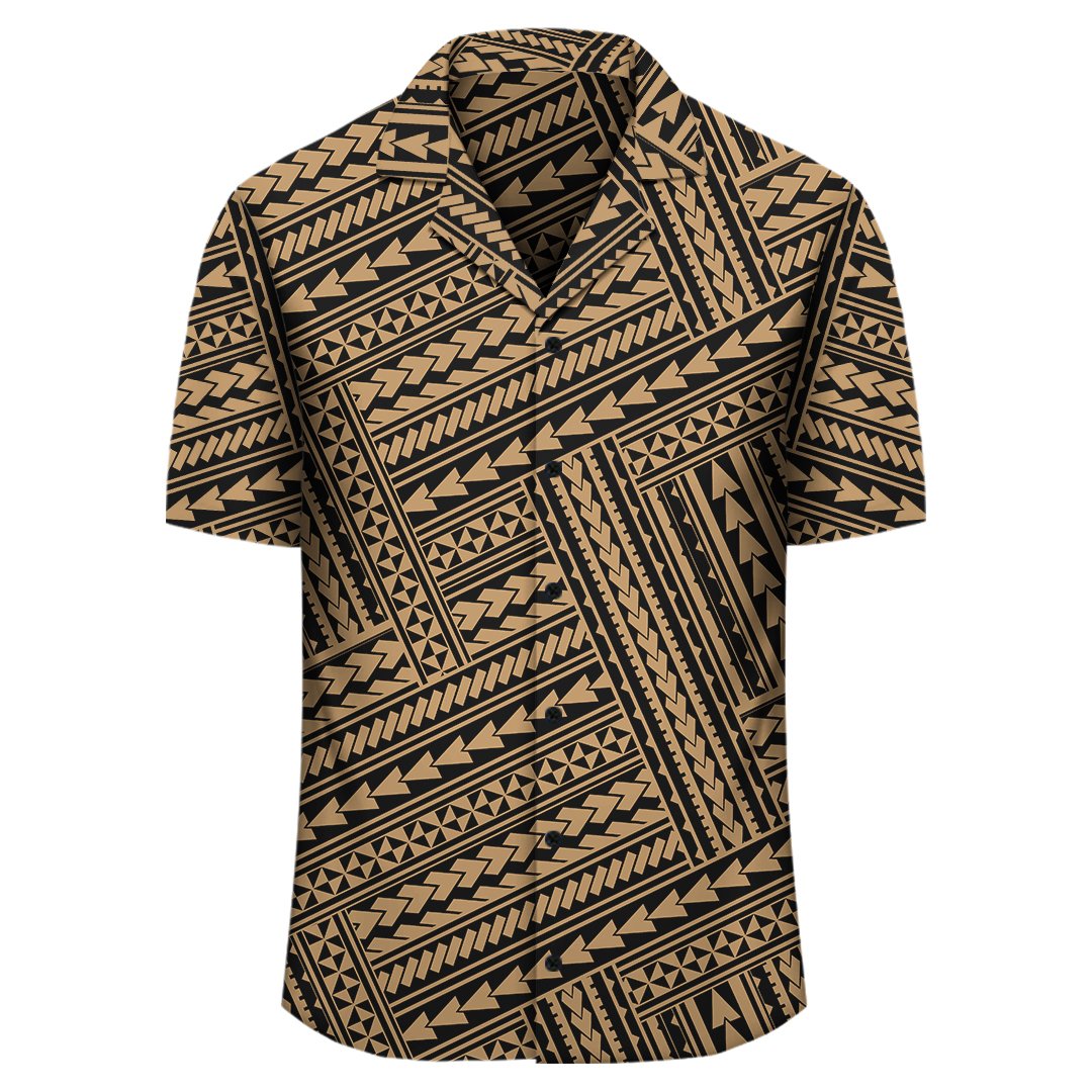 Polynesian Nation Gold Hawaiian Shirt - Polynesian Pride