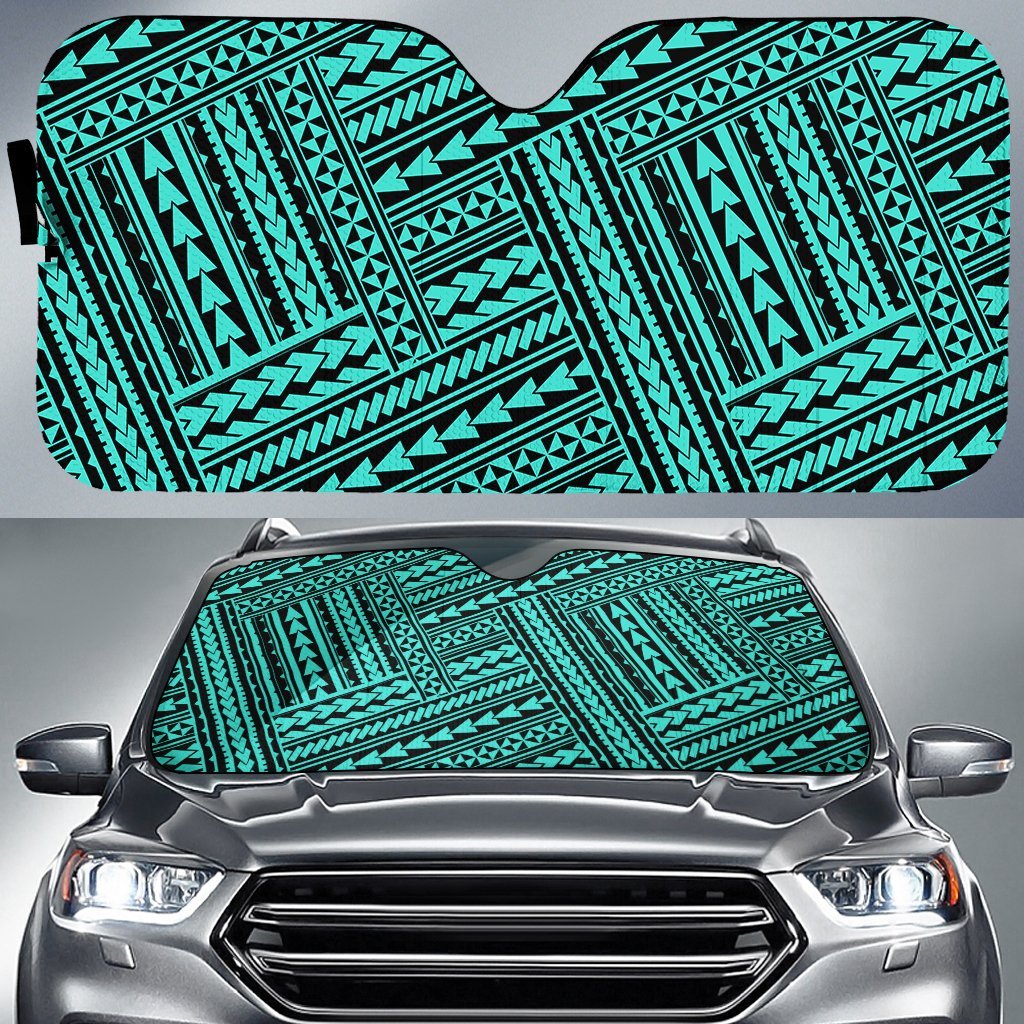 Polynesian Nation Car Sun Shade Auto Sun Shade Universal Fit Turquoise - Polynesian Pride