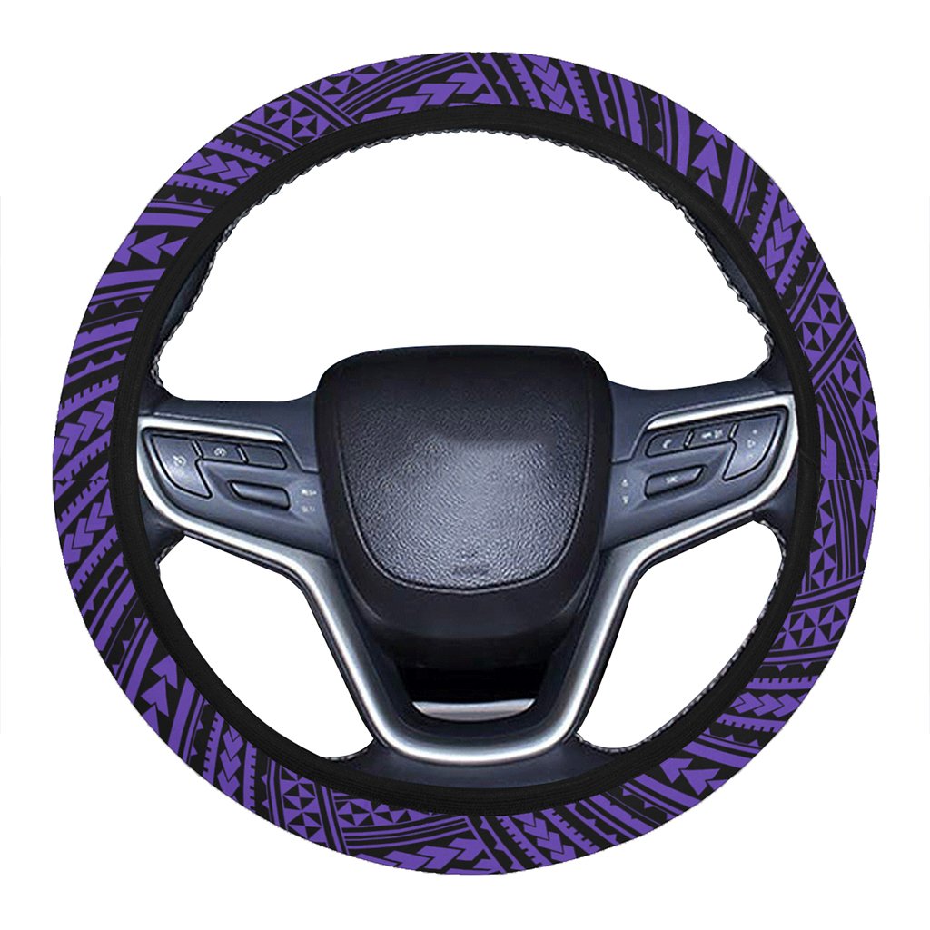 Polynesian Nation Violet Hawaii Steering Wheel Cover with Elastic Edge One Size White Steering Wheel Cover - Polynesian Pride