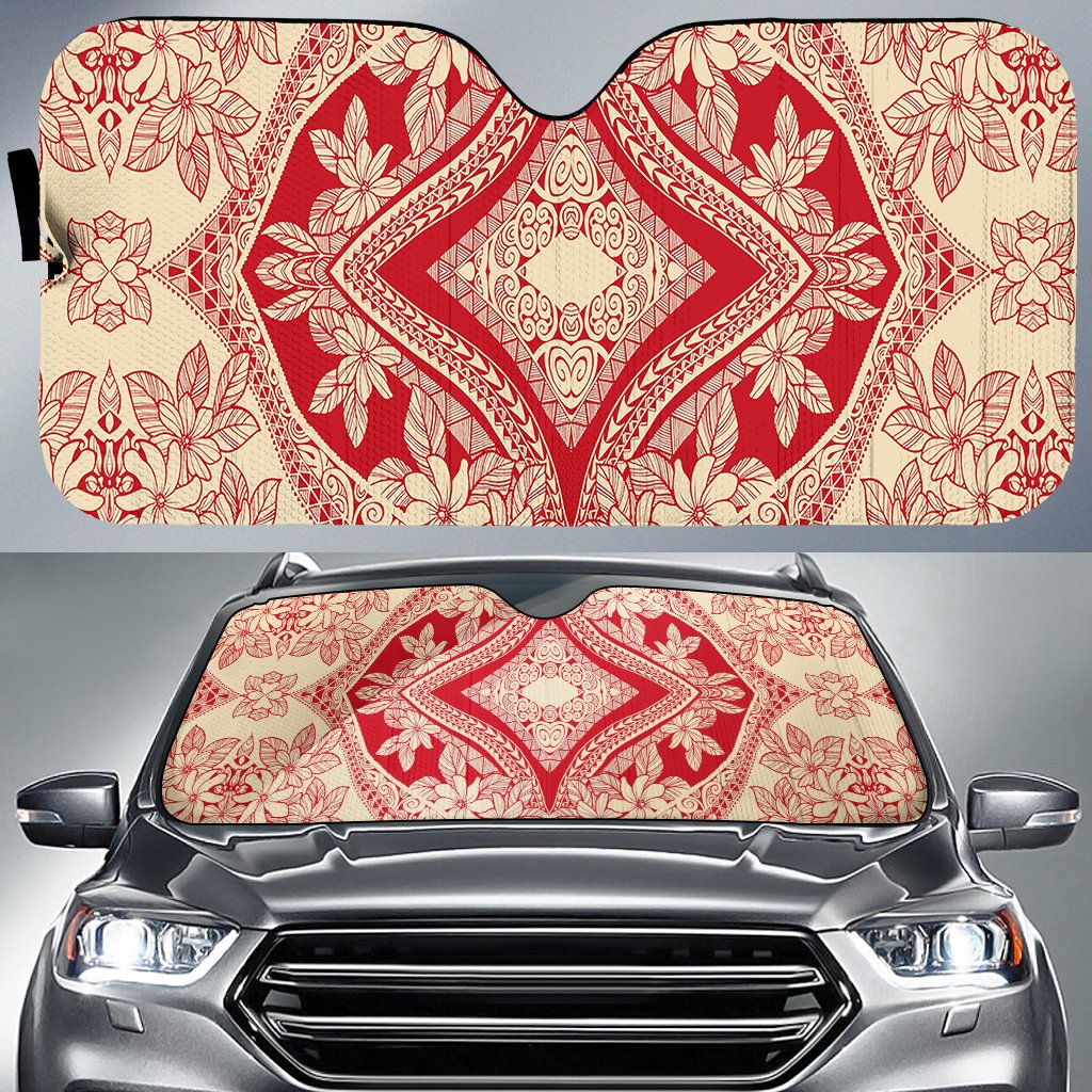Polynesian Plumeria Mix Car Sun Shade Auto Sun Shade Universal Fit White - Polynesian Pride