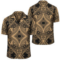 Polynesian Plumeria Mix Gold Black Hawaiian Shirt Unisex Black - Polynesian Pride