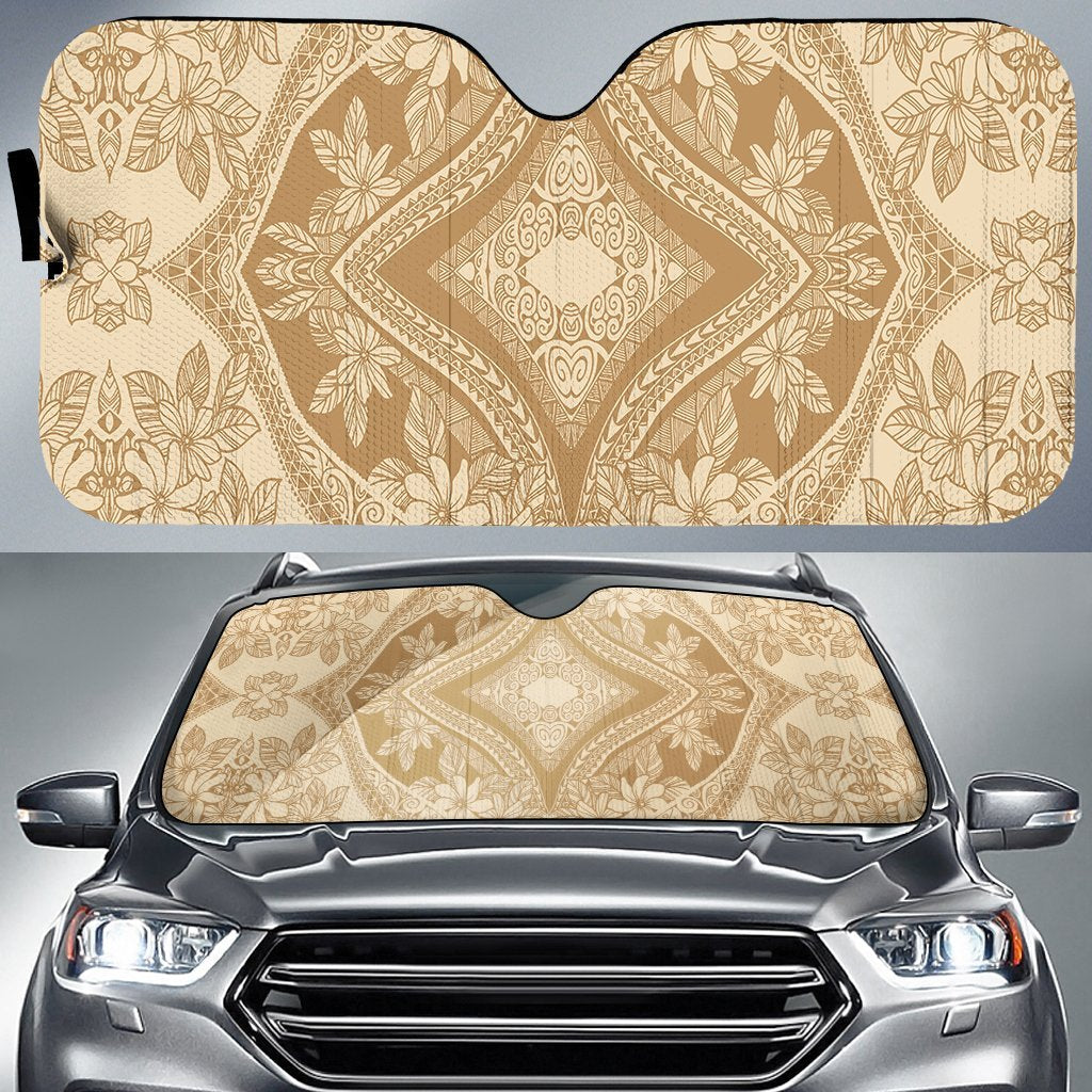 Polynesian Plumeria Mix Car Sun Shade Auto Sun Shade Universal Fit Gold - Polynesian Pride