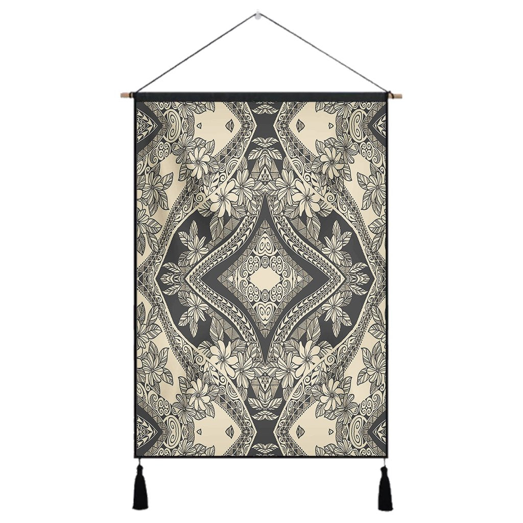 Polynesian Plumeria Mix Gray Hanging Poster - AH Hanging Poster 43 x 65 cm Cotton And Linen - Polynesian Pride