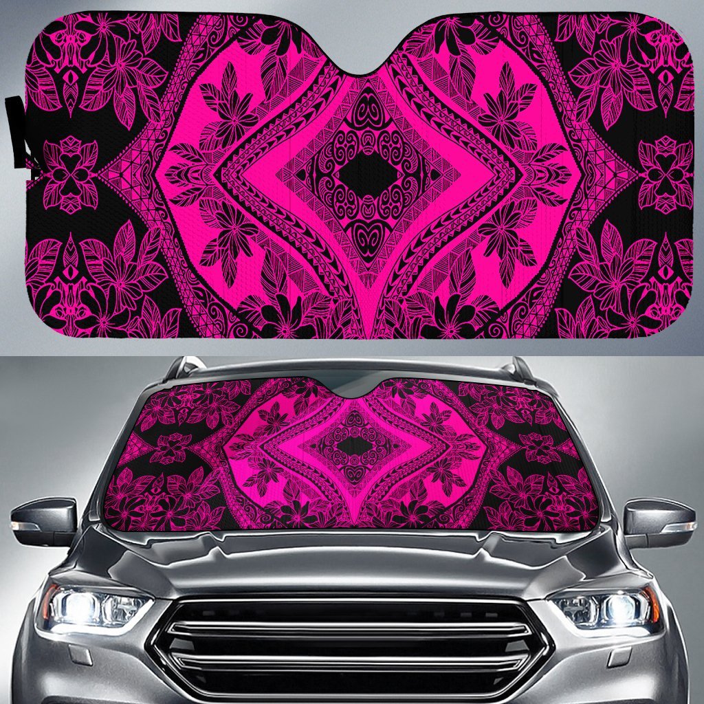 Polynesian Plumeria Mix Car Sun Shade Auto Sun Shade Universal Fit Pink - Polynesian Pride