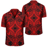 Polynesian Plumeria Mix Red Black Hawaiian Shirt Unisex Black - Polynesian Pride