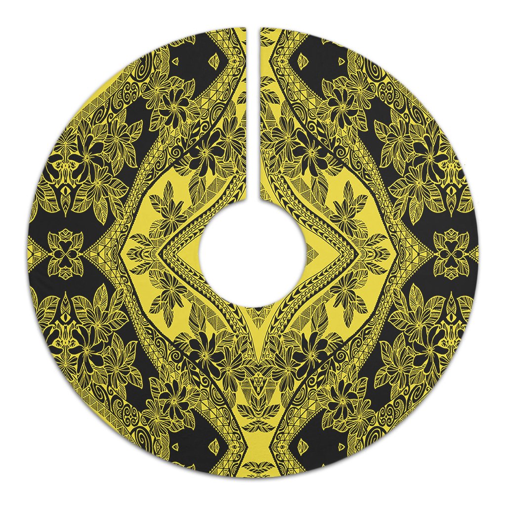 Polynesian Plumeria Mix Yellow Black Tree Skirt - Polynesian Pride