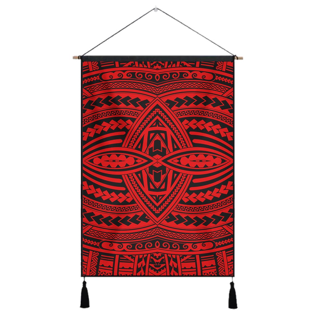 Polynesian Seamless Red Hanging Poster - AH Hanging Poster 43 x 65 cm Cotton And Linen - Polynesian Pride