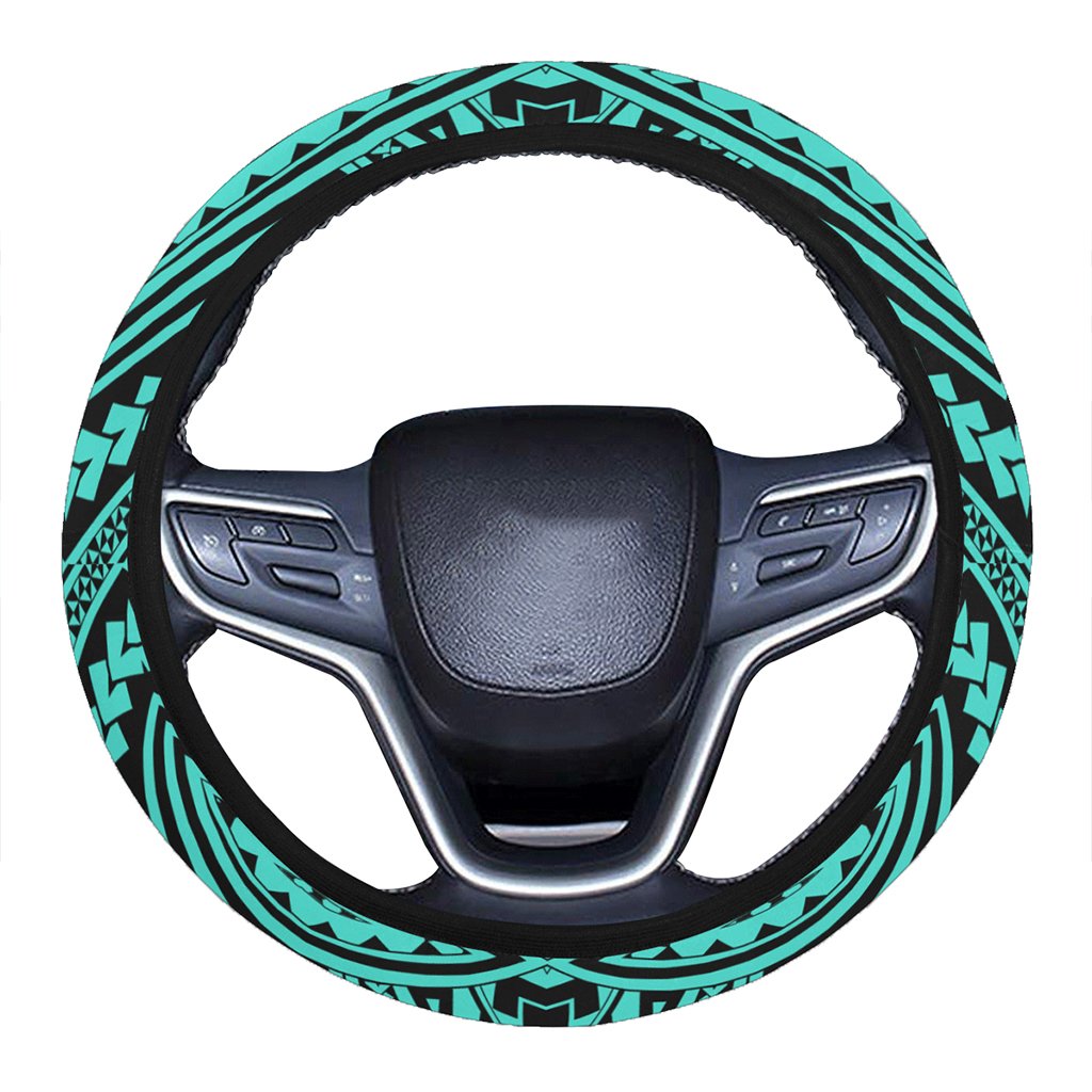 Polynesian Seamless Turquoise Hawaii Steering Wheel Cover with Elastic Edge One Size Turquoise Steering Wheel Cover - Polynesian Pride