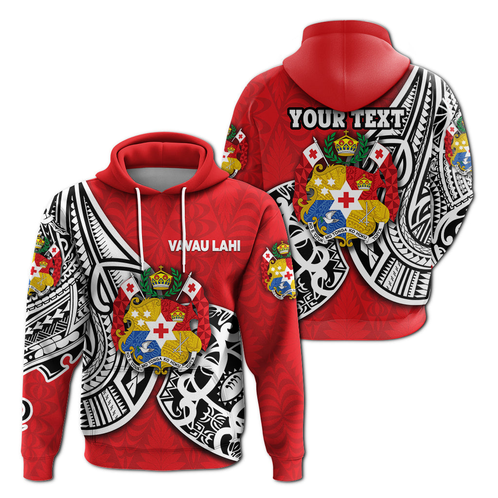 (VAVAU LAHI) Tonga Rugby Hoodie Polynesian Style Custom Back Unisex Red - Polynesian Pride
