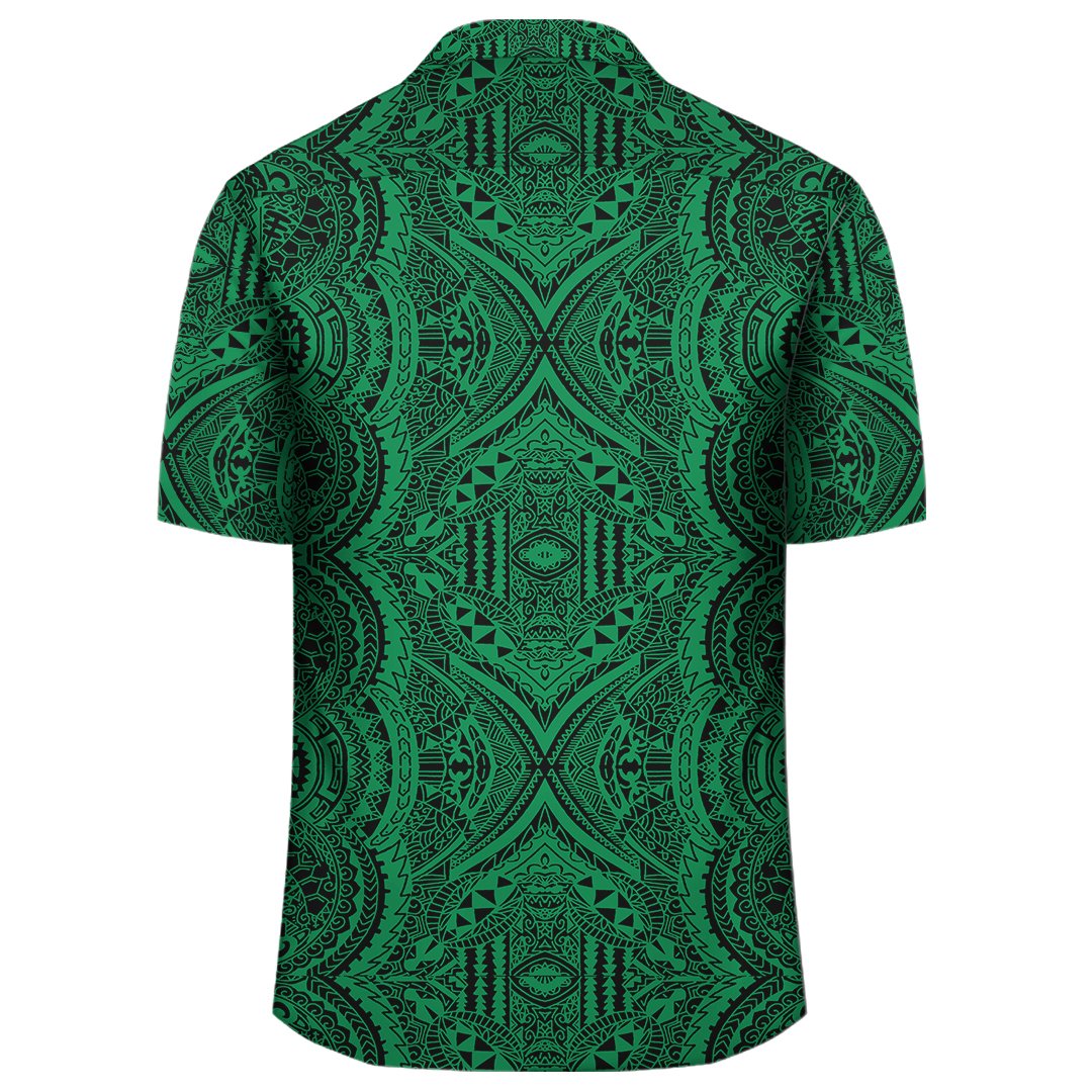 Polynesian Symmetry Green Hawaiian Shirt - Polynesian Pride