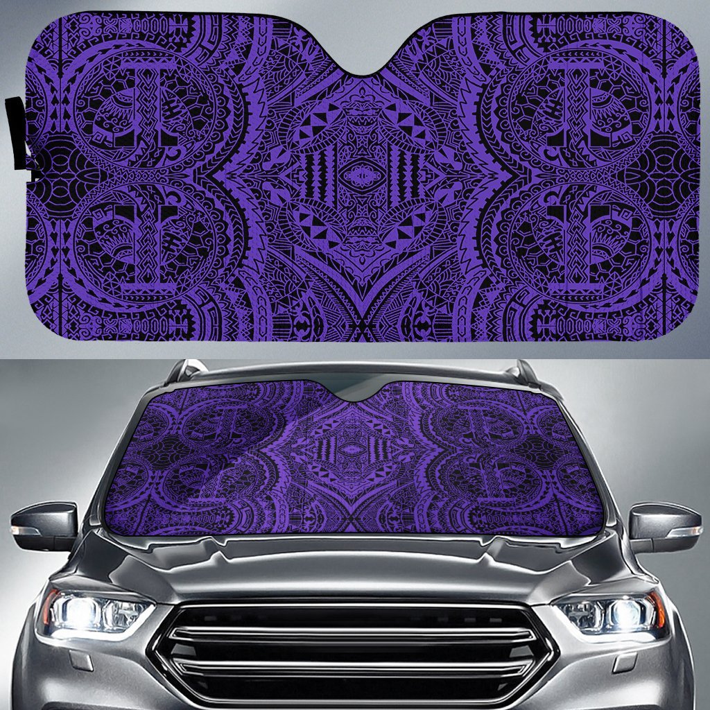 Polynesian Symmetry Car Sun Shade Auto Sun Shade Universal Fit Violet - Polynesian Pride