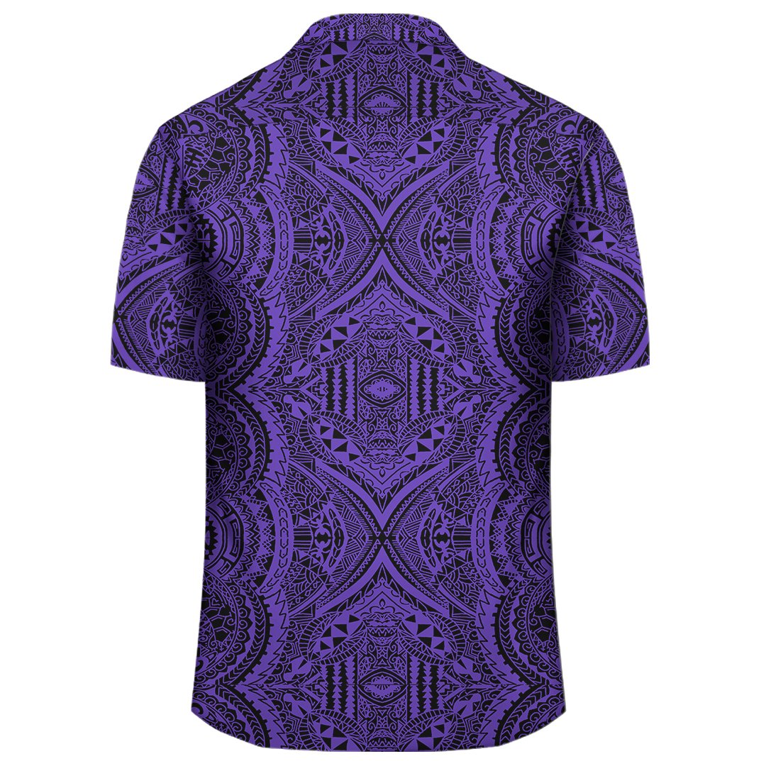 Polynesian Symmetry Violet Hawaiian Shirt - Polynesian Pride