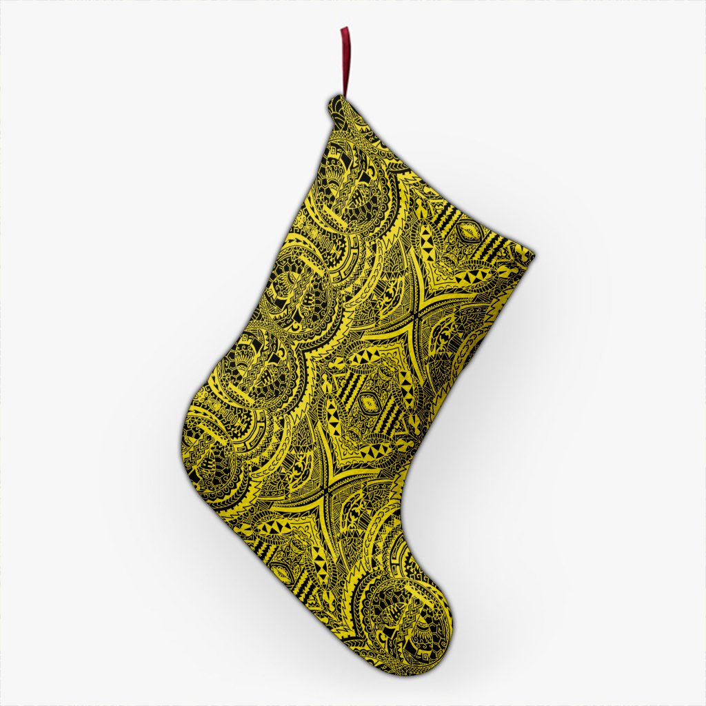 Polynesian Symmetry Yellow Christmas Stocking 26 X 42 cm Yellow Christmas Stocking - Polynesian Pride