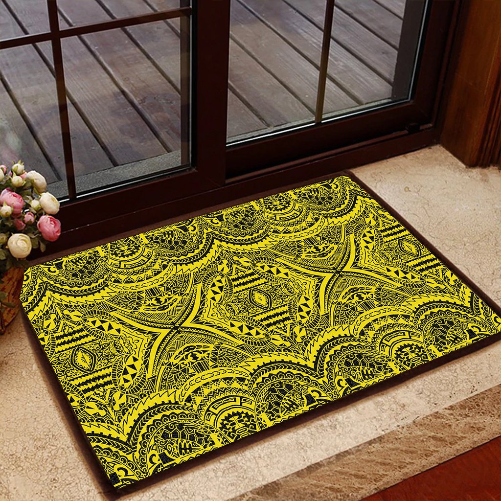 Polynesian Symmetry Yellow Hawaii Door Mat - Polynesian Pride