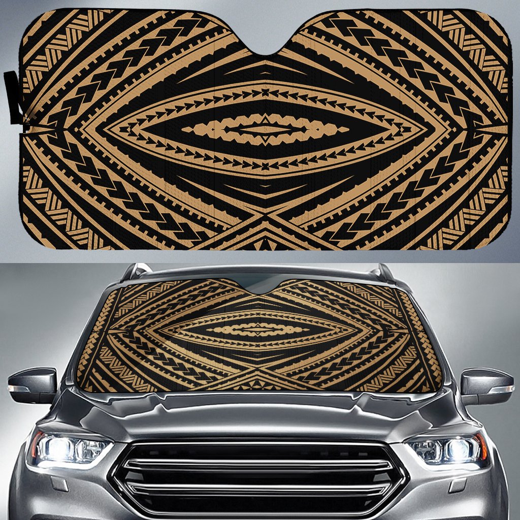 Polynesian Tatau Car Sun Shade Auto Sun Shade Universal Fit Gold - Polynesian Pride