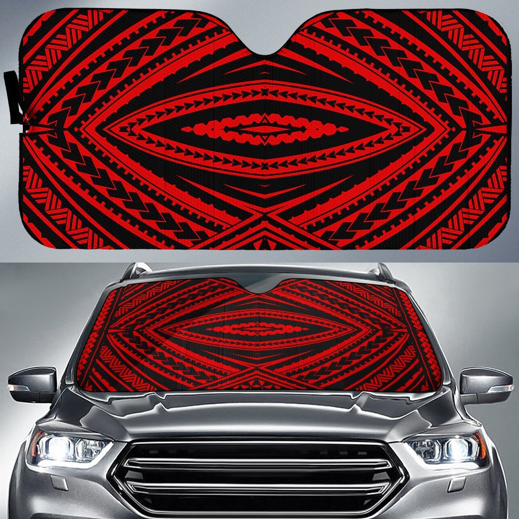 Polynesian Tatau Car Sun Shade Auto Sun Shade Universal Fit Red - Polynesian Pride
