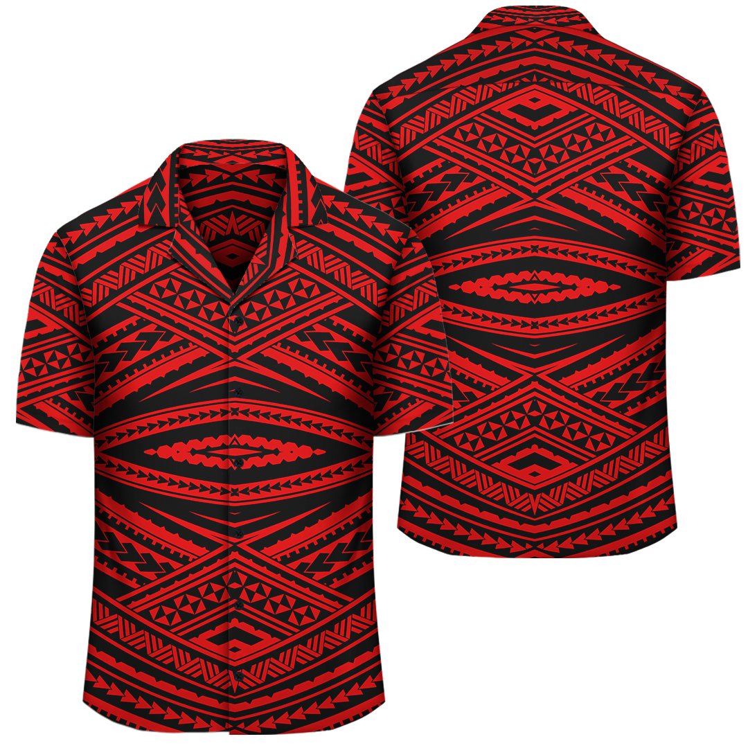 Polynesian Tatau Red Hawaiian Shirt Unisex Black - Polynesian Pride
