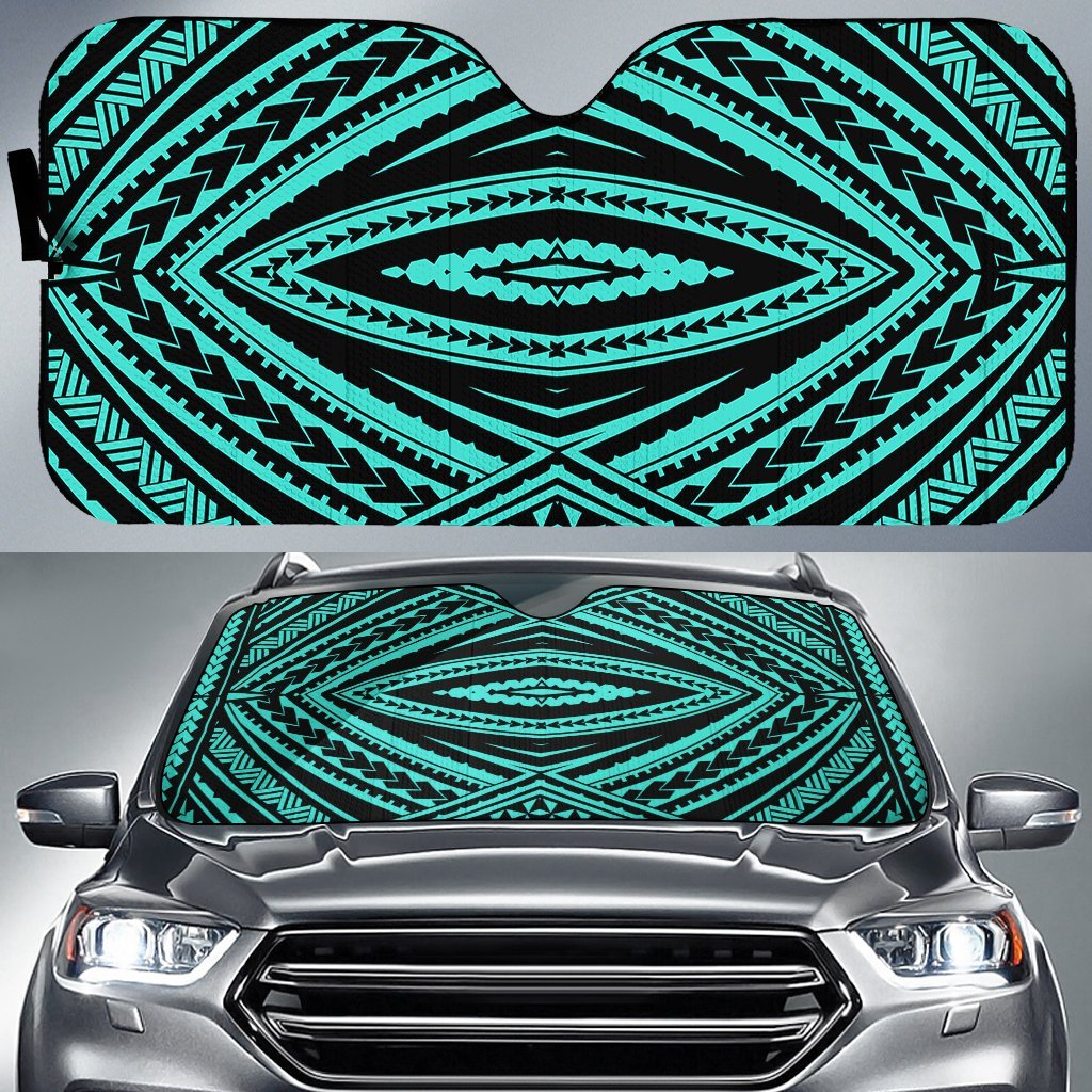 Polynesian Tatau Car Sun Shade Auto Sun Shade Universal Fit Turquoise - Polynesian Pride