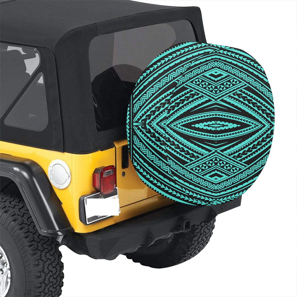 Polynesian Tatau Turquoise Hawaii Spare Tire Cover - Polynesian Pride