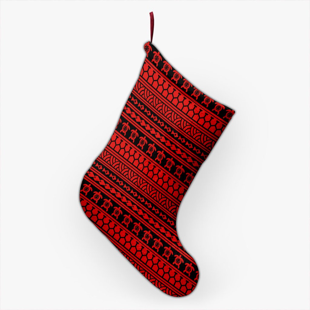 Polynesian Tattoo Tribal Red Christmas Stocking 26 X 42 cm Red Christmas Stocking - Polynesian Pride