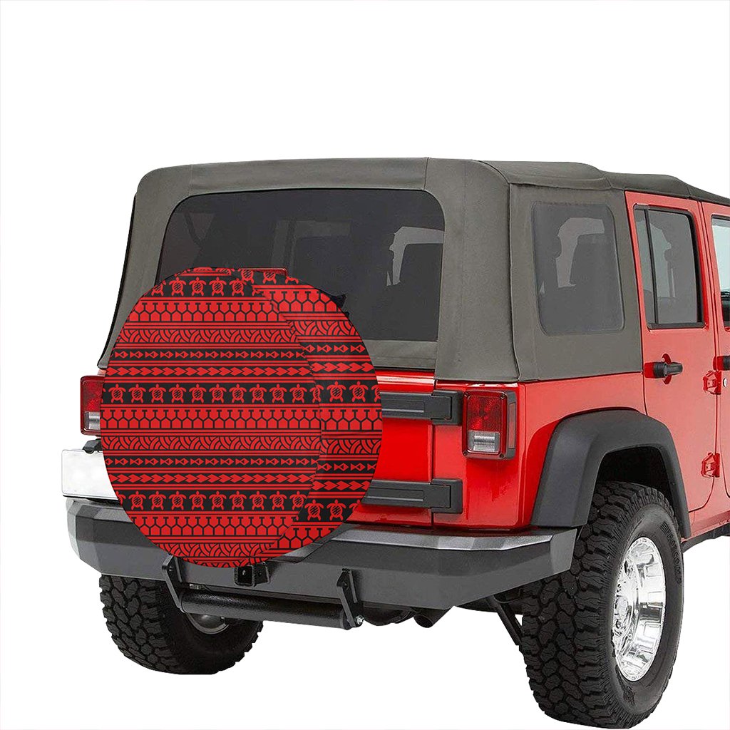 Polynesian Tattoo Tribal Red Hawaii Spare Tire Cover - Polynesian Pride