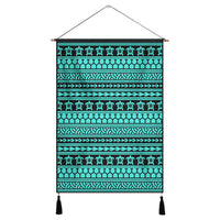 Polynesian Tattoo Tribal Turquoise Hanging Poster - AH Hanging Poster 43 x 65 cm Cotton And Linen - Polynesian Pride