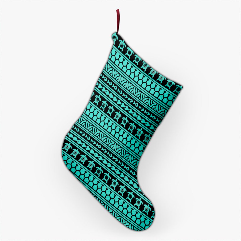 Polynesian Tattoo Tribal Turquoise Christmas Stocking 26 X 42 cm Turquoise Christmas Stocking - Polynesian Pride