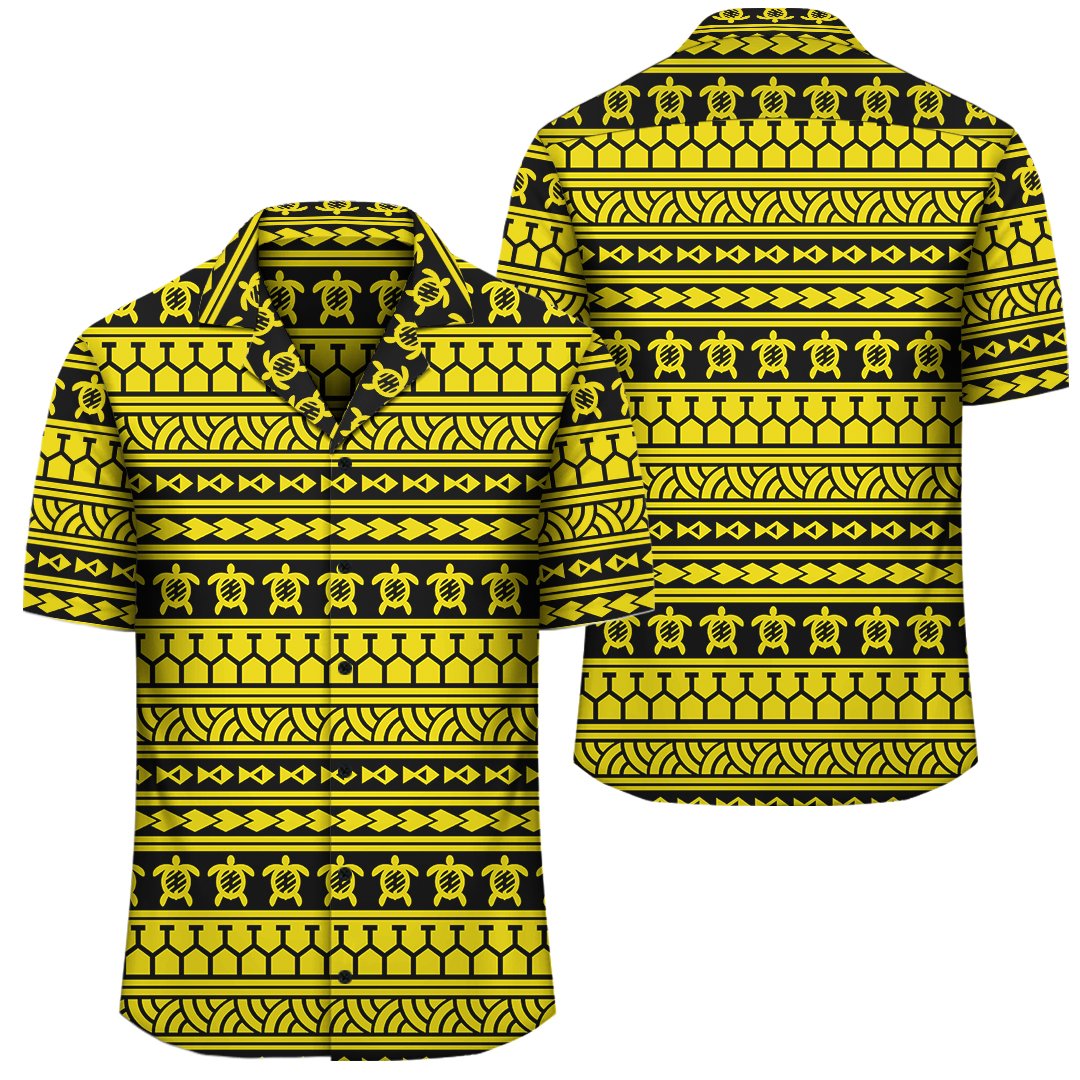 Polynesian Tattoo Tribal Yellow Hawaiian Shirt Unisex Black - Polynesian Pride