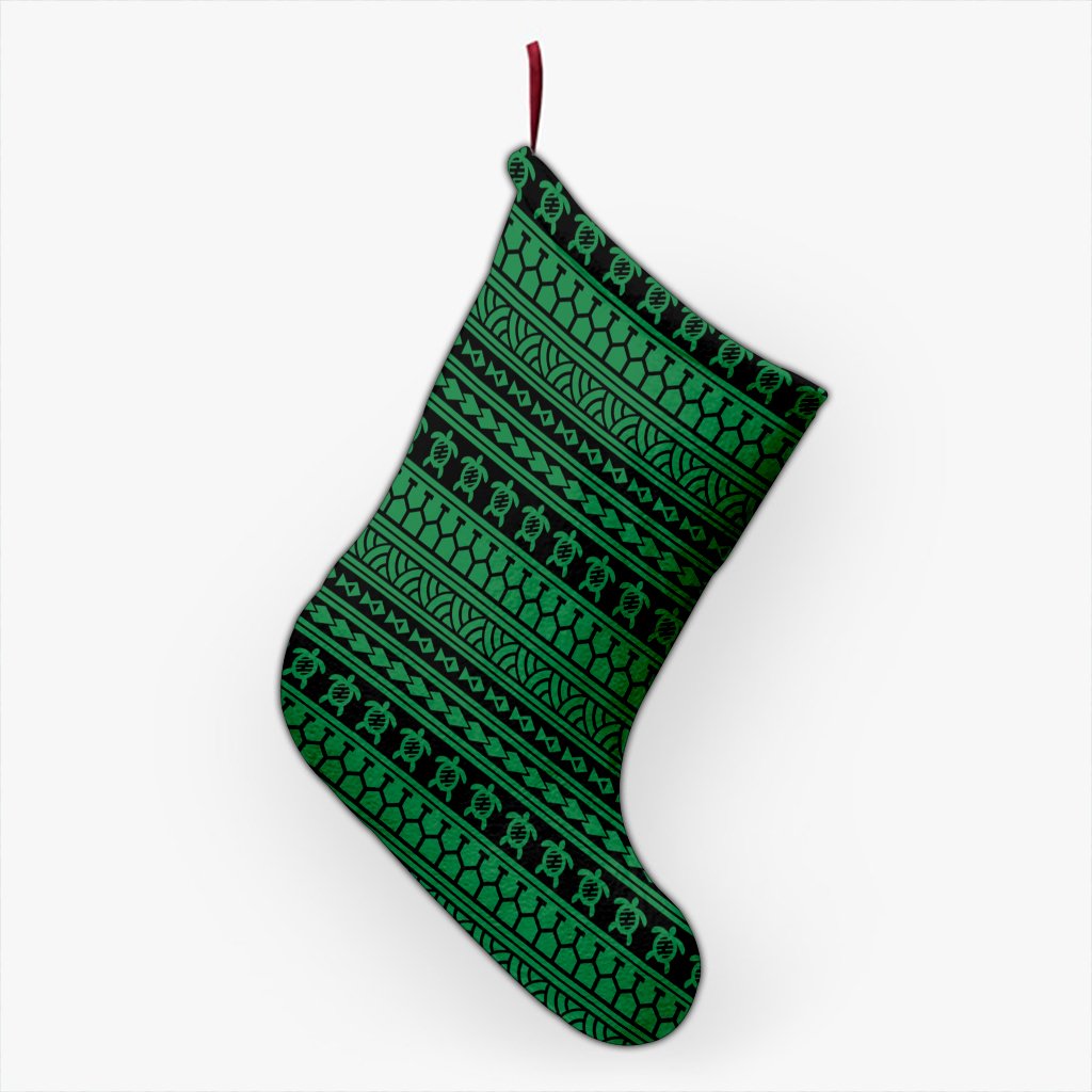 Polynesian Tattoo tribal Green Christmas Stocking 26 X 42 cm Green Christmas Stocking - Polynesian Pride