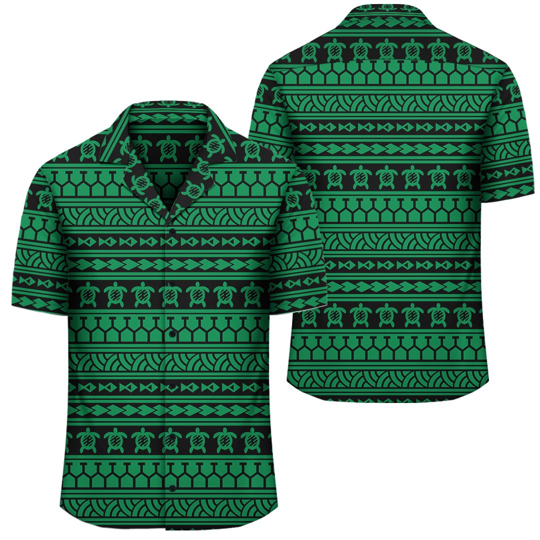 Polynesian Tattoo tribal Green Hawaiian Shirt Unisex Black - Polynesian Pride