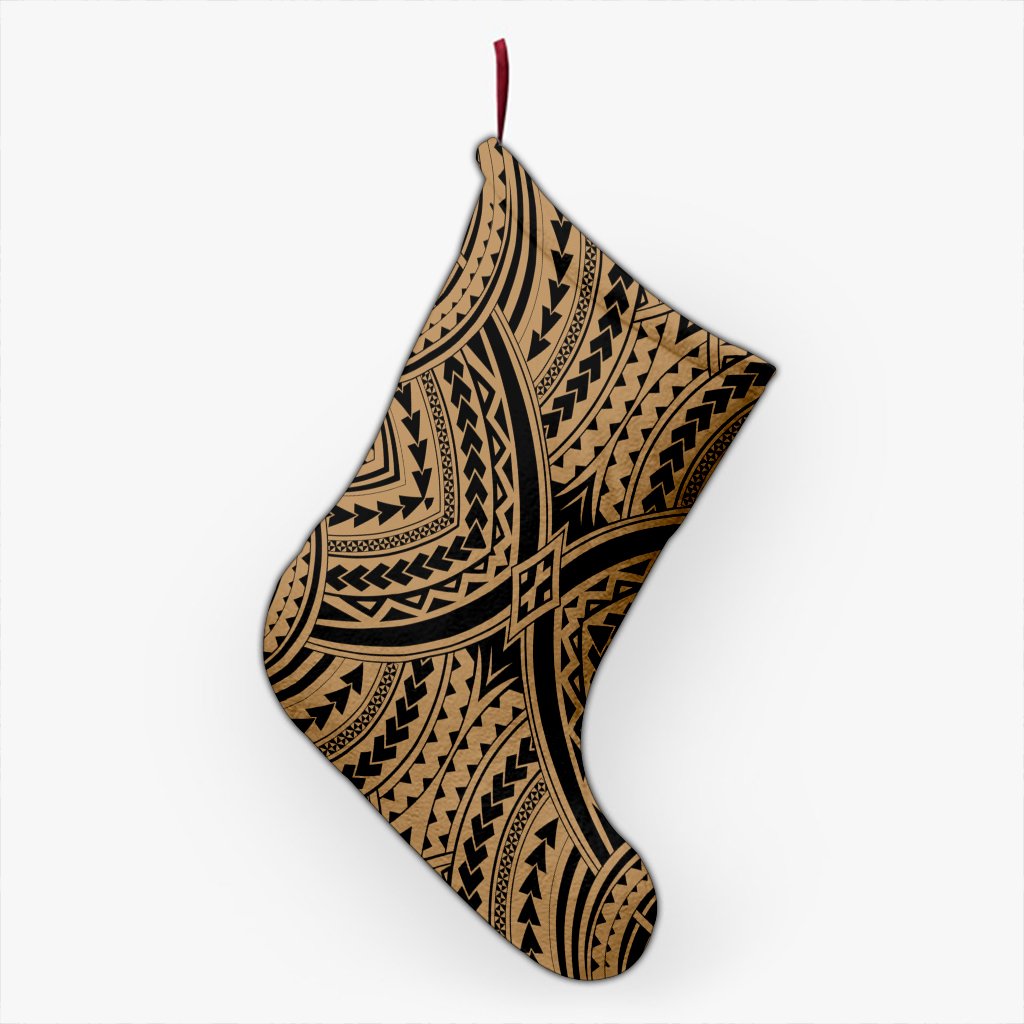 Polynesian Tradition Gold Christmas Stocking 26 X 42 cm Gold Christmas Stocking - Polynesian Pride