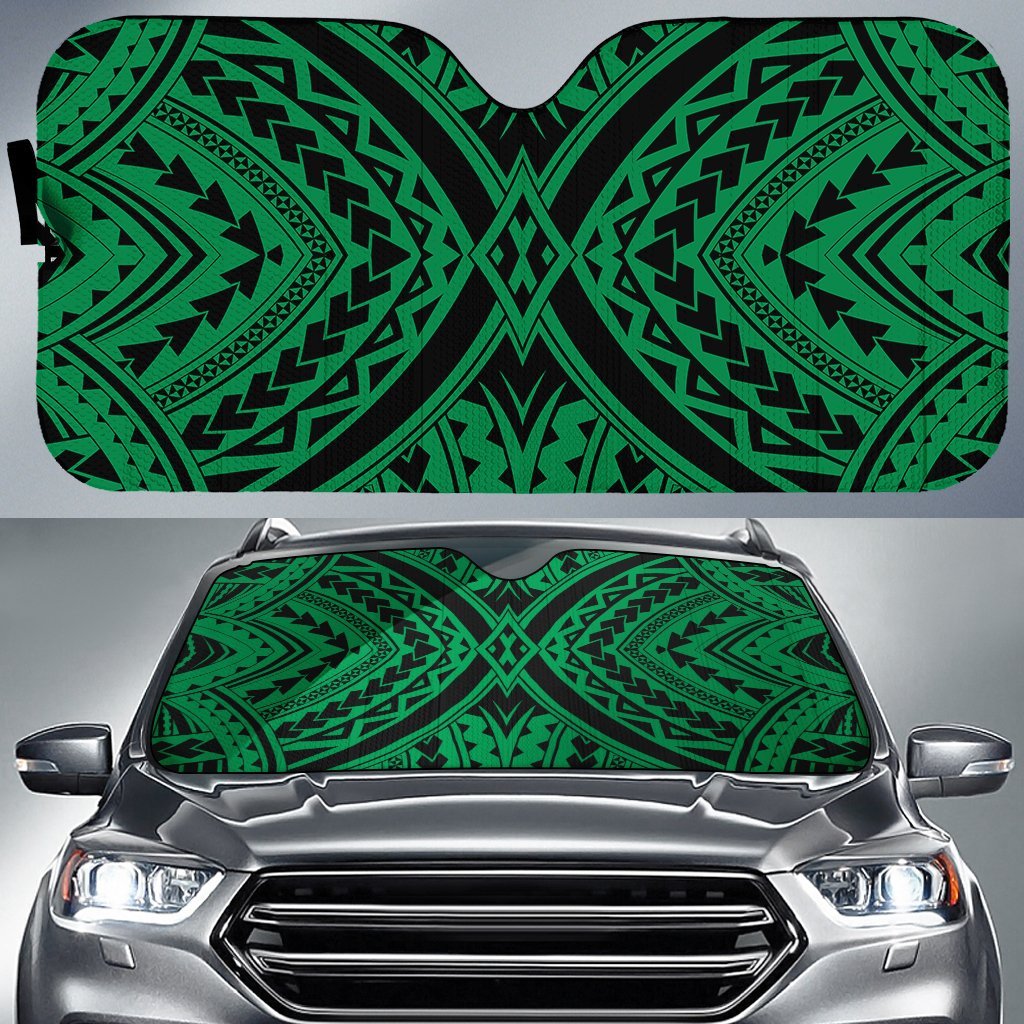 Polynesian Tradition Car Sun Shade Auto Sun Shade Universal Fit Green - Polynesian Pride