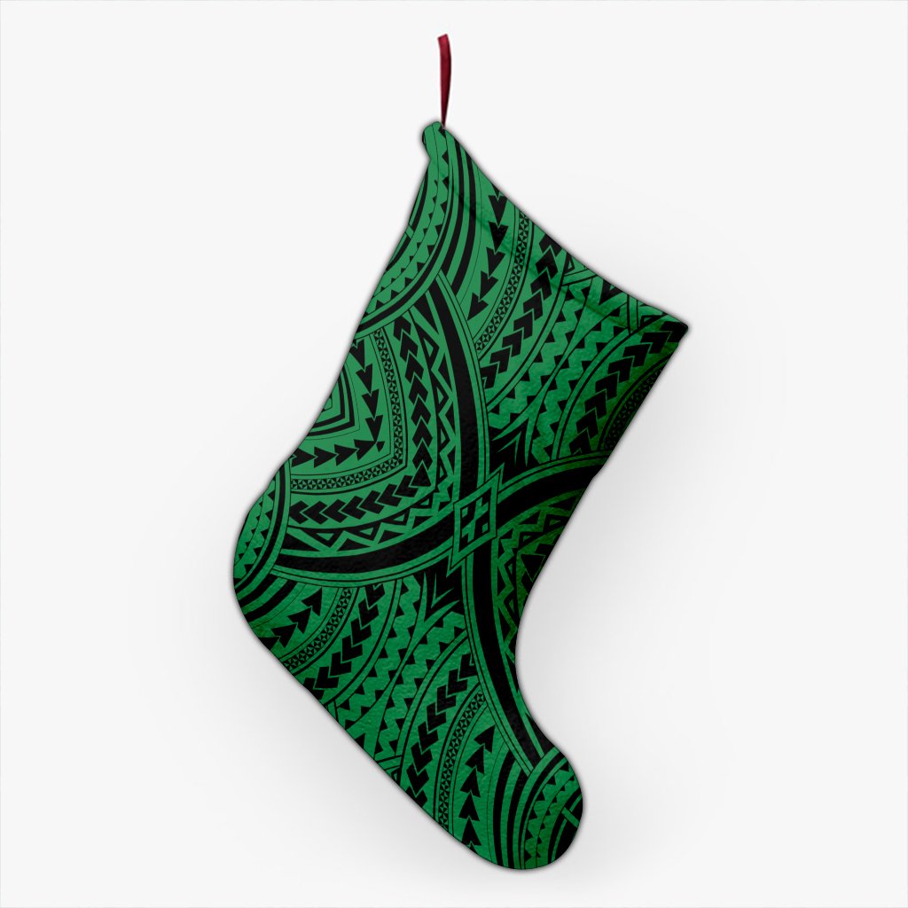 Polynesian Tradition Green Christmas Stocking 26 X 42 cm Green Christmas Stocking - Polynesian Pride