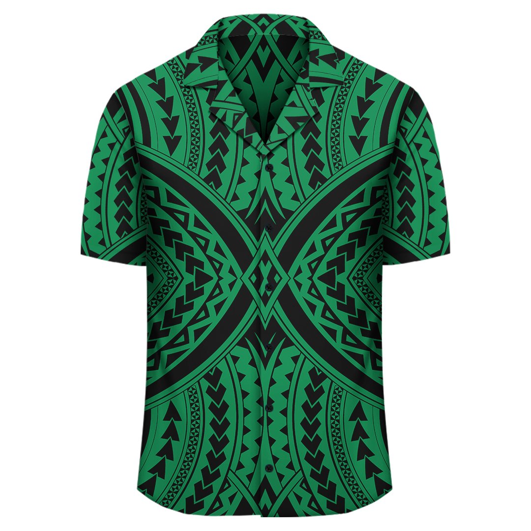 Polynesian Tradition Green Hawaiian Shirt - Polynesian Pride